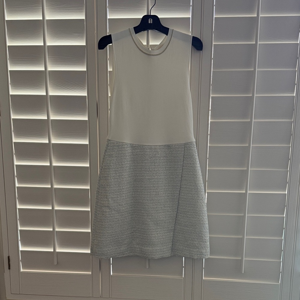 Ted Baker Sleeveless Two-Tone White and Light blue A-Line Dress